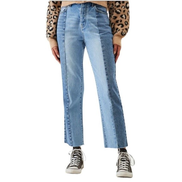 PacSun Jeans Women's Size 23 Button-Fly High Rise Straight Crop 2-Tone Denim - Picture 11 of 15